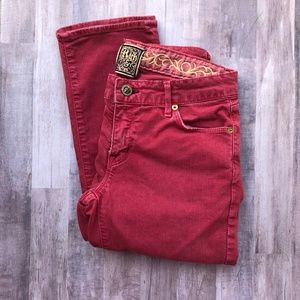 Rich & Skinny Vintage Inspired Red Colored Straight Jeans